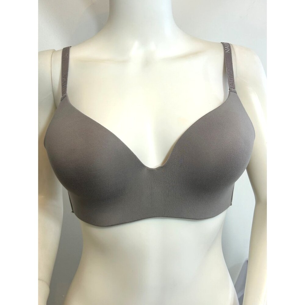 Nautica Intimates Bra 36C Grey Padded Wirefree Adjustable Logo Smooth Classic